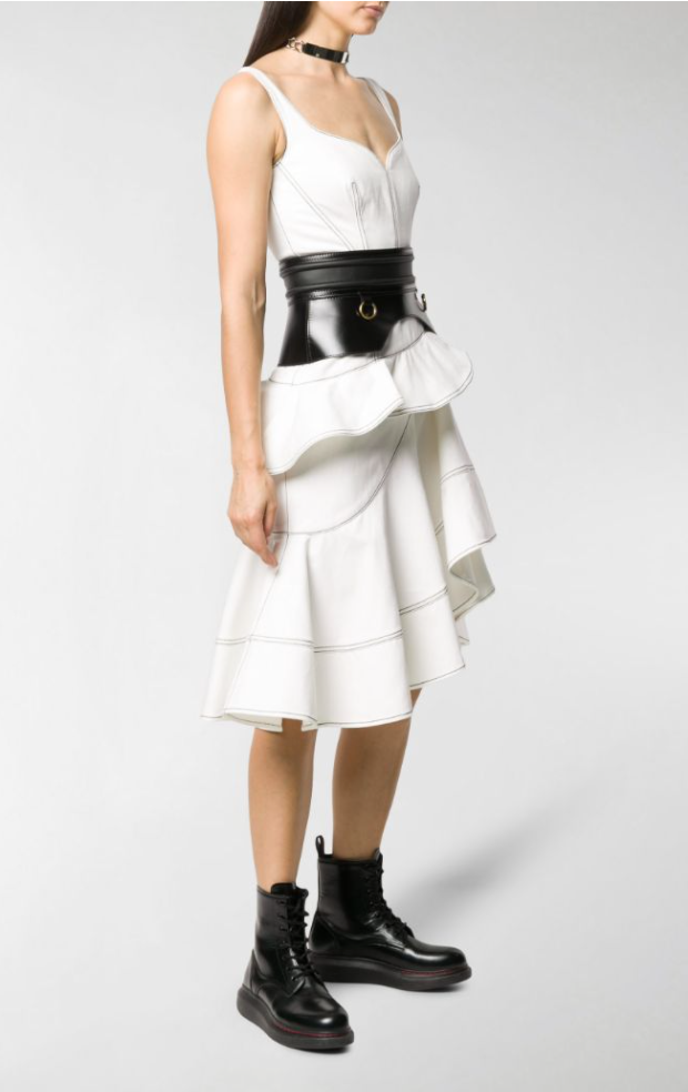 Alexander McQueen Black Leather Corset Waist Hip Bustle Alexander McQueen Black Leather Corset Waist Hip Bustle