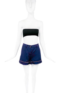 Miu Miu Navy Blue High Waisted Stripe Hot Shorts Sailor Pants