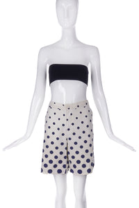 Miu Miu Cotton Bermuda Shorts with Blue Polka Dots - BOUTIQUE PURCHASE PRICE