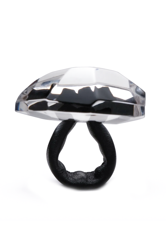 Monies Clear Acrylic Lucite Resin Oversized Leather Ring