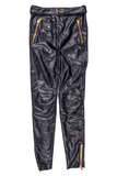 Moschino Black Leather Pants Heavy Gold Zipper Details