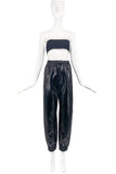 MSGM Black Faux Patent Leather Vinyl Jogger Pants