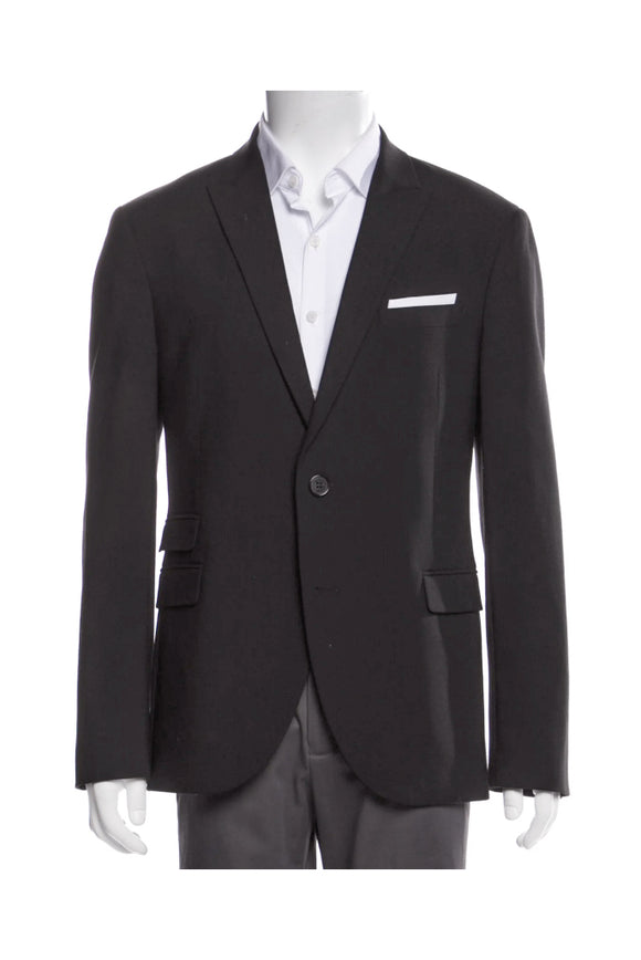 Neil Barret Black One Button Handkerchief Pocket Tuxedo Suit Blazer Jacket