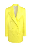 NineMinutes Italy Neon Yellow Satin High Waisted Suit Pants
