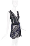Nina Ricci Black Patchwork Lace Beaded Mini Dress