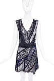 Nina Ricci Black Patchwork Lace Beaded Mini Dress