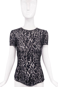 Nina Ricci Black Leopard Lace T-shirt Top