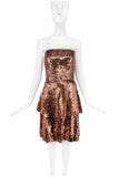 Osman Bronze Brown Sequin Bustier Dress