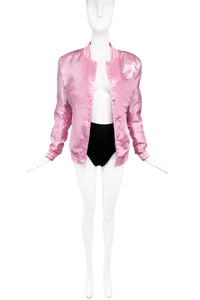 Vintage Pink Satin Bomber Varsity Grease Jacket