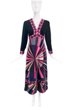 Emilio Pucci Black Pink Gray Kaleidoscope Sun Print Velvet Maxi Dress