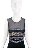 Roberto Cavalli Black Gown Dress with Sheer Insert and Crystal Embellished Bodice