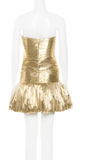 Saint Laurent Gold Pleated Bustier Puff Cocktail Dress