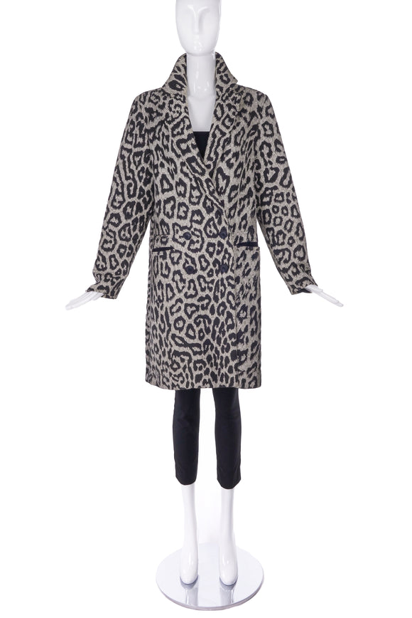 Sea New York Leopard Print Double Breasted Coat