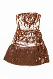 Osman Bronze Brown Sequin Bustier Dress