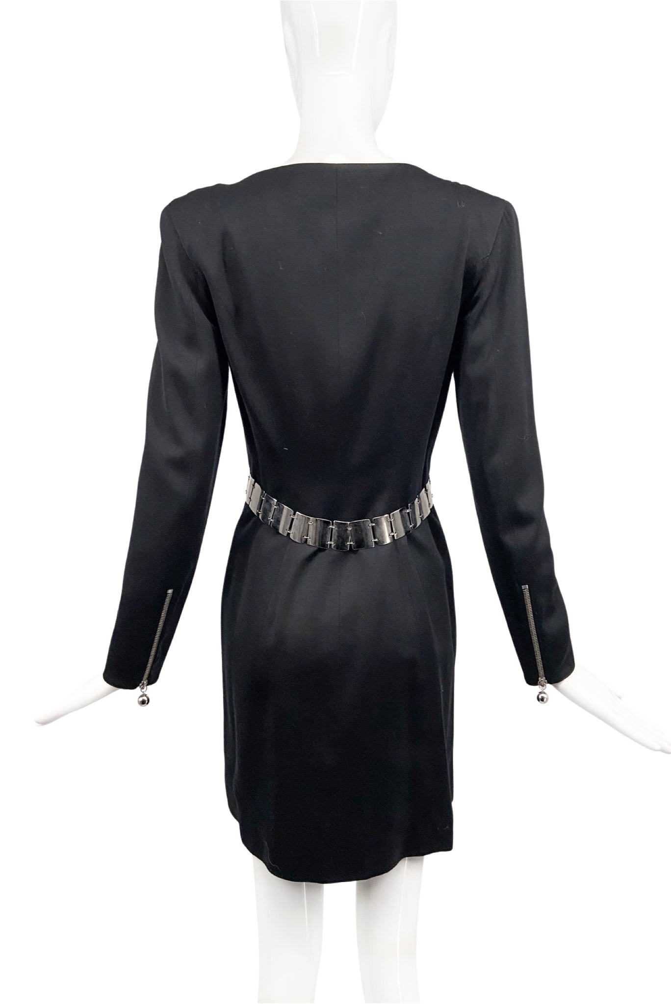Claude Montana Black Silver Chrome Zipper Ball Mini Dress with Metal B PaumLosAngeles Claude Montana Black Silver Chrome Zipper Ball Mini Dress with Metal B PaumLosAngeles