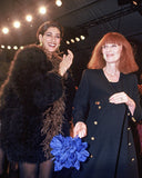 Sonia Rykiel Black Marabou Plume Feather "Fur" Coat with Shoulder Pads 1991 Collection