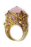 Sonia Rykiel Gold Pink Gem Stone Oversized Ring