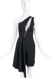 Stella McCartney Black One Shoulder Zipper Dress Asymmetric Hem