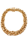 Valentino Gold Box Chain Link Logo Necklace