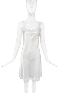 Vera Wang White Silky Slip Minimal Dress 90's Style