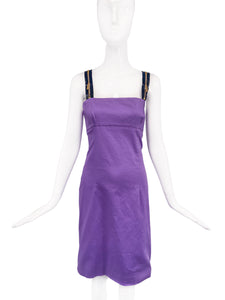 Versus Versace Purple Black Latex Zipper Strap Dress