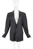 Versace Black Nylon Silk Big Lapel 90's Pink Lining Suit Jacket Blazer