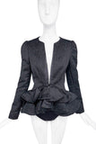 Viktor & Rolf Black & Grey Couture Ridding Coat with an Exaggerated Bustle Ruffle Peplum Detail