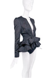 Viktor & Rolf Black & Grey Couture Ridding Coat with an Exaggerated Bustle Ruffle Peplum Detail