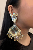 Vintage Champagne Gold Topaz Massive Crystal Earrings