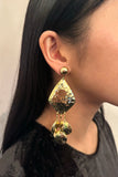Vintage Gold Hammered Geometric Earrings