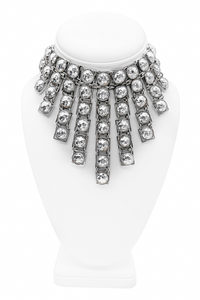 Vogue Silver Metal Faceted Dome Choker Necklace