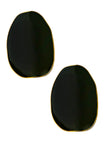 Xenia Bous Black Enamel Gold Flat Big Stone Earrings